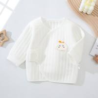 Newborn baby half back clothes newborn baby four seasons pure cotton warm tops home clothes  White
