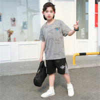 New summer children's basketball suits for boys and girls sportswear quick-drying short-sleeved shorts for middle and large children two-piece suit  Gray