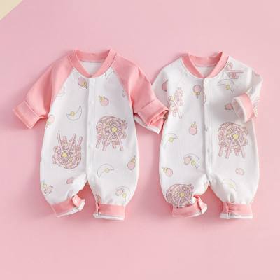 Baby jumpsuit four seasons pure cotton boneless newborn baby robe long-sleeved rompers newborn clothes
