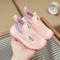 Zapatos deportivos informales huecos de malla única, transpirables y absorbentes del sudor para niños  Rosado