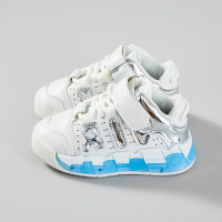 Children's color-blocked alphabet pattern Velcro sneakers  White
