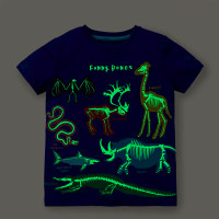 Toddler Fluorescent Dinosaur Patterns T-shirt  Deep Blue