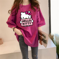 Camisetas estampadas da Hello Kitty para meninas adolescentes  Rosa quente