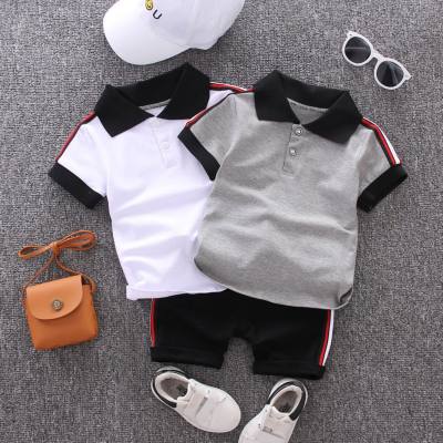 Children's suit boy's lapel short-sleeved two-piece suit summer new baby shirt casual