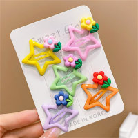 Set di 5 forcine per capelli con stelle dei cartoni animati per bambini  Multicolore