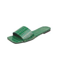 Cross-border European and American large size solid color 2024 summer new square head thick bottom fashionable casual outer wear women's sandals  Green