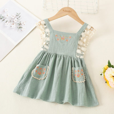 Toddler Girl Sweet Floral Lace Strap Dress
