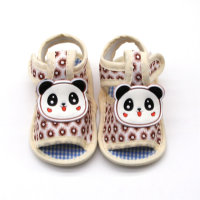 Baby Panda Print Soft Sole Sandals  Khaki