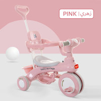 Children tricycles bicycles with guardrail 1-3 year old baby stroller with umbrella baby stroller  Pink