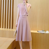 Women's two-piece tops, cropped wide-leg pants, casual and fashionable suit  Pink