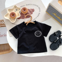 Children's T-shirt summer new baby short-sleeved tops thin children's clothes boys half-sleeved caring shirts baby Korean style  Black