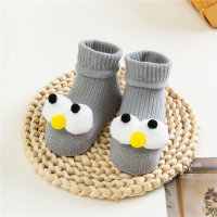 Baby Pure Cotton 3D Animal Decor Non-slip Socks  Gray