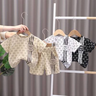 New boys summer suit, handsome children, fashionable clothes, baby summer short-sleeved two-piece set, trendy