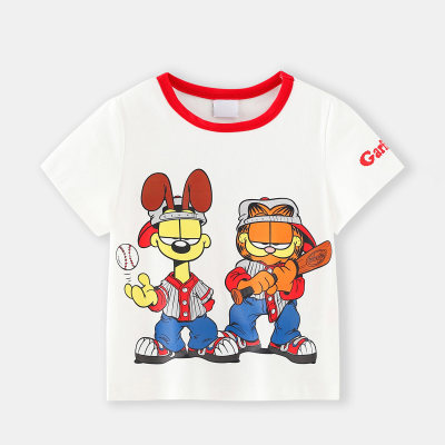 Garfield Toddler Boys Casual Printing Contrast Colored Cartoon Cotton T-shirt