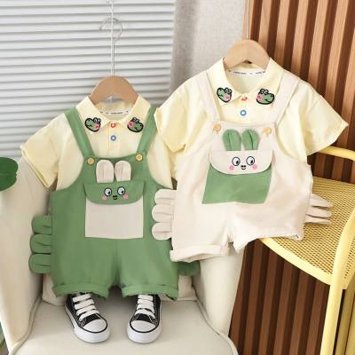 Estate coreana abbigliamento per bambini ragazzi e ragazze camicia a maniche corte bretelle vestito estivo per bambini in due pezzi alla moda
