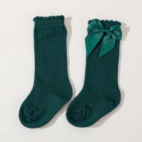Einfarbige Socken mit Bowknot-Dekor für Mädchen  Dunkelgrün