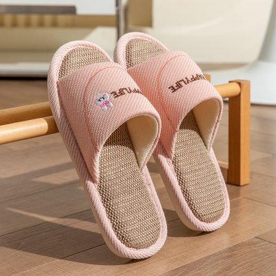 Linen slippers for women spring and autumn seasons indoor household cotton and linen stepping shit feeling home anti-slip summer