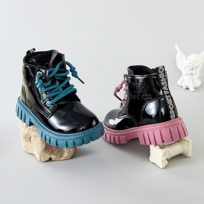 Kid Solid Color patent leather Martin Booties