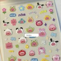 Cartoon cute loopy beaver Ruby hand journal nail stickers  Multicolor