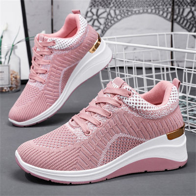 Women's height-enhancing thick-soled breathable casual sports shoes