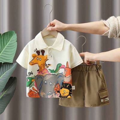 Boys summer casual polo shirt short-sleeved suit children's summer stylish half-sleeved two-piece baby summer clothes