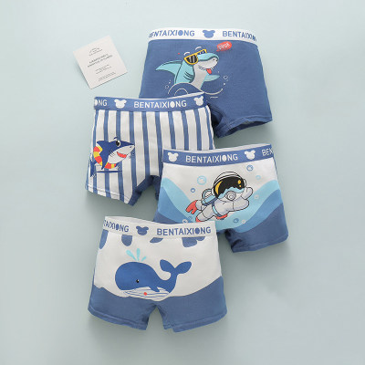4 paquetes de calzoncillos transpirables de algodón con estampado de dibujos animados para niños
