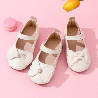 Zapatos de velcro con lazo de color liso para niña pequeña