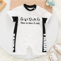 Baby short-sleeved jumpsuit summer thin newborn clothes cute boy baby summer pure cotton super cute going out romper  White