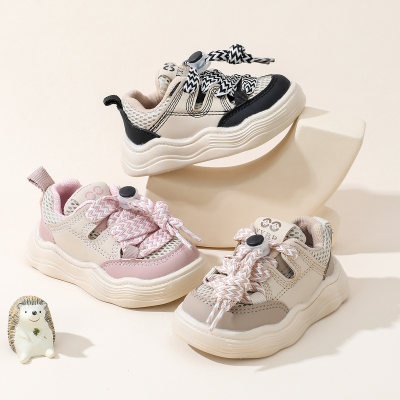 Toddler Girl Color-block Patchwork Lace-up Sneakers