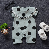ins baby cardigan crawling suit pure cotton summer baby girl short-sleeved jumpsuit newborn 100-day-old haha clothing trend  Green