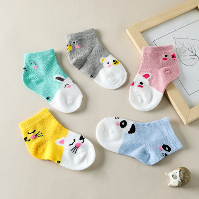 5 paia di calzini da bambino in puro cotone con motivo animalier