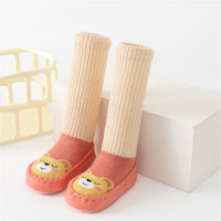 Rutschfeste Baby-Socken aus reiner Baumwolle im Farbblock-Cartoon-Stil  Orange