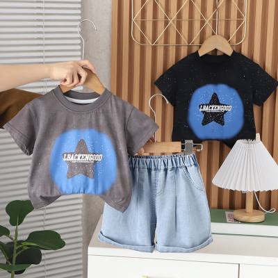 New summer short-sleeved suits for baby boys 2024 new summer clothes for boys children's short-sleeved two-piece suits