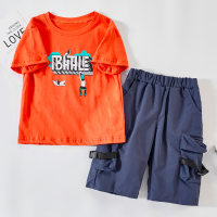 Boy Graffiti T-shirt & Knee Length Shorts  Orange