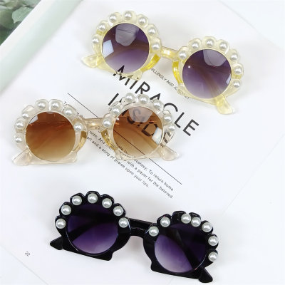Children's cute shell inlaid pearl glasses
