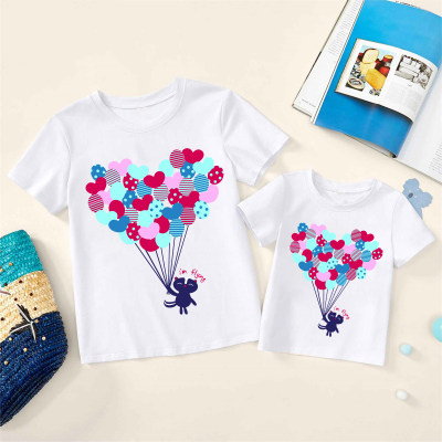 Sweet Cartoon Pattern Matching Tees for Mom and Me