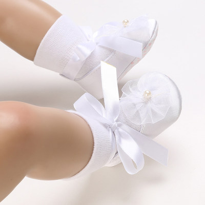 Zapatos de lona con decoración de lazo de encaje para bebé