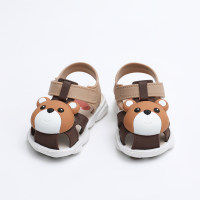 Toddler Hollow Out Bear Decor Velcro Sandals  Coffee