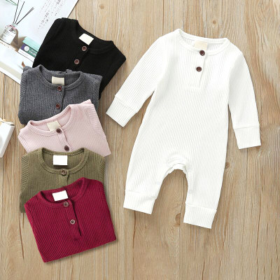 Baby Cute Solid Color Long-sleeve Jumpsuit (Suggest to Buy a Larger Size）