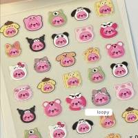Cartoon cute loopy beaver Ruby hand journal nail stickers  Multicolor