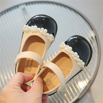 Children's Pearl Princess Style Leather Shoes