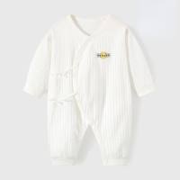 Baby jumpsuit base pure cotton newborn clothes full month newborn baby pajamas romper crawling clothes four seasons  White