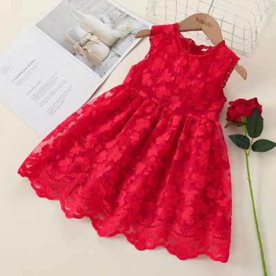 Solid Floral Printed Dress for Toddler Girl