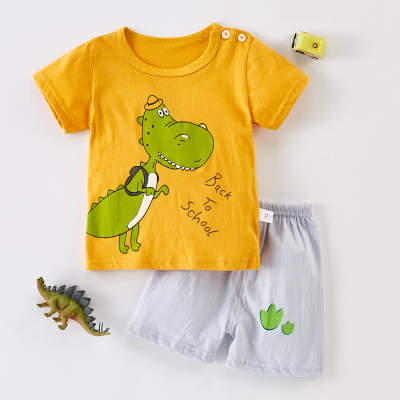 Toddler Boy Bear Dinosaur Striped T-shirt & Shorts