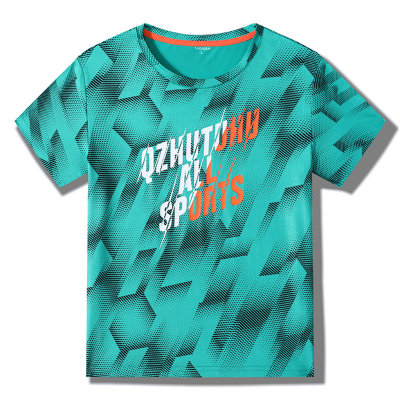 T-shirts infantis de verão para meninos T-shirts de manga curta de secagem rápida para crianças médias e grandes tops desportivos elásticos para transpiração infantil T-shirts