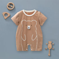 Baby clothes, summer thin short-sleeved pure cotton robes, cute jumpsuits for boys and girls, super cute newborn crawling clothes  Brown