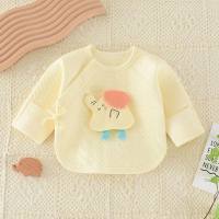 Newborn baby clothes pure cotton top baby warm four seasons clothes newborn  Yellow