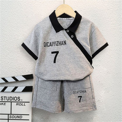 Toddler Boy  Letter Printing Contrast Colored Top & Shorts