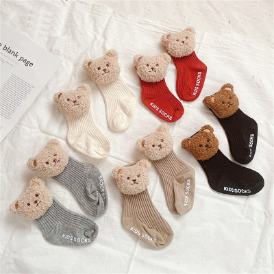 Baby Pure Cotton 3D Bear Decor Non-slip Socks