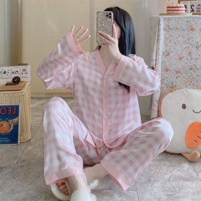 2-teiliges Pyjama-Set mit Eisseide-Druckmuster für Damen